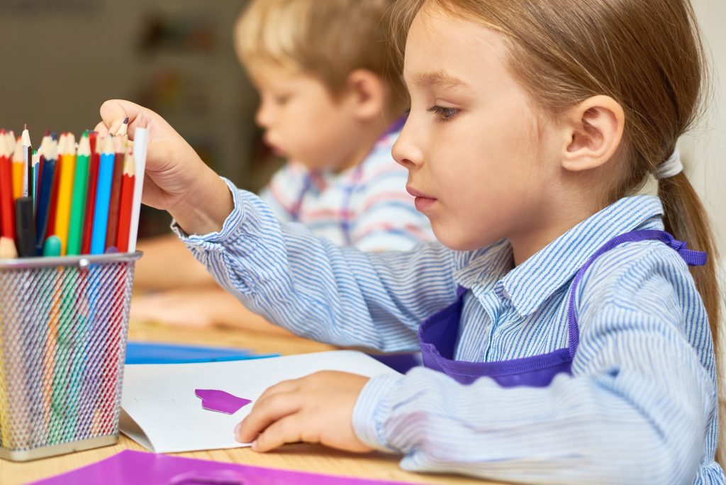 Children Making Gift Cards in Kindergarten